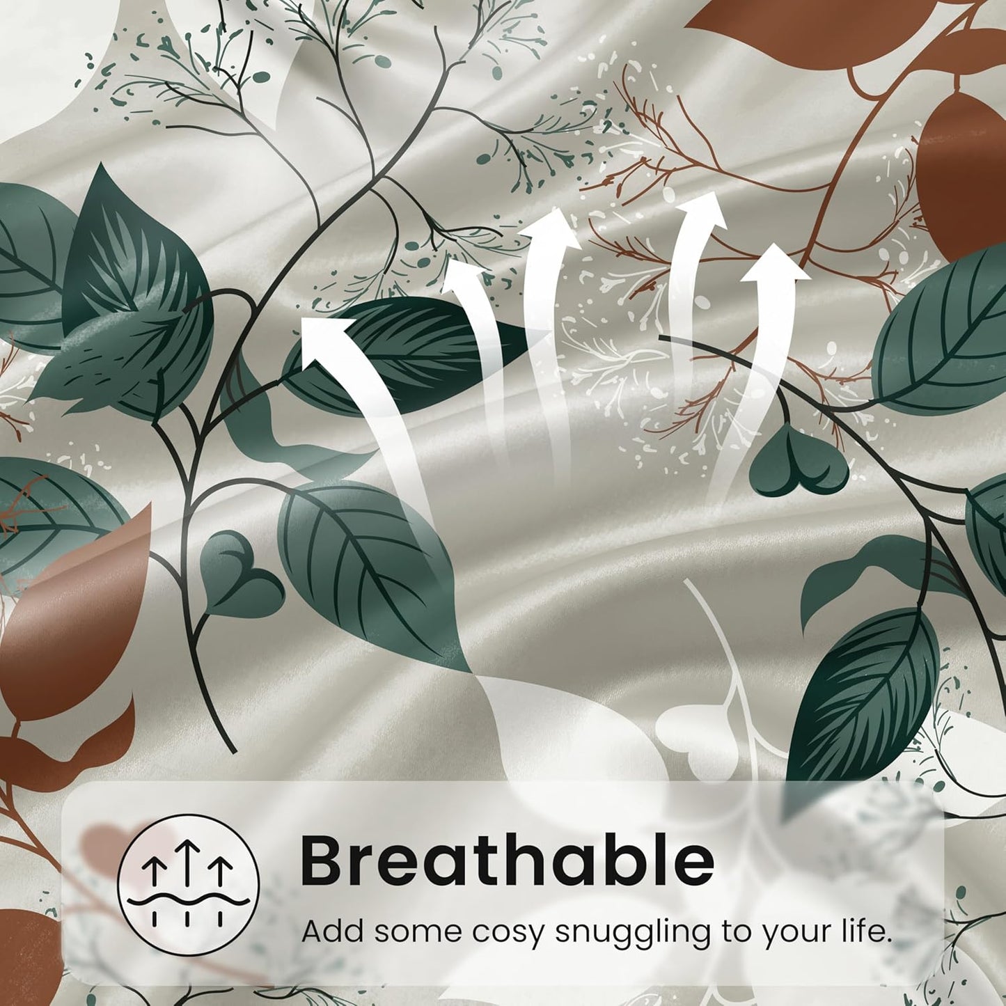 EXQ Home Satin Pillowcase for Hair and Skin Queen - Printed Green Leaves Silk Pillow Cases 2 Pack 20x30 inches - Satin Pillow Cases Set of 2 with Envelope Closure, Gifts for Women Men