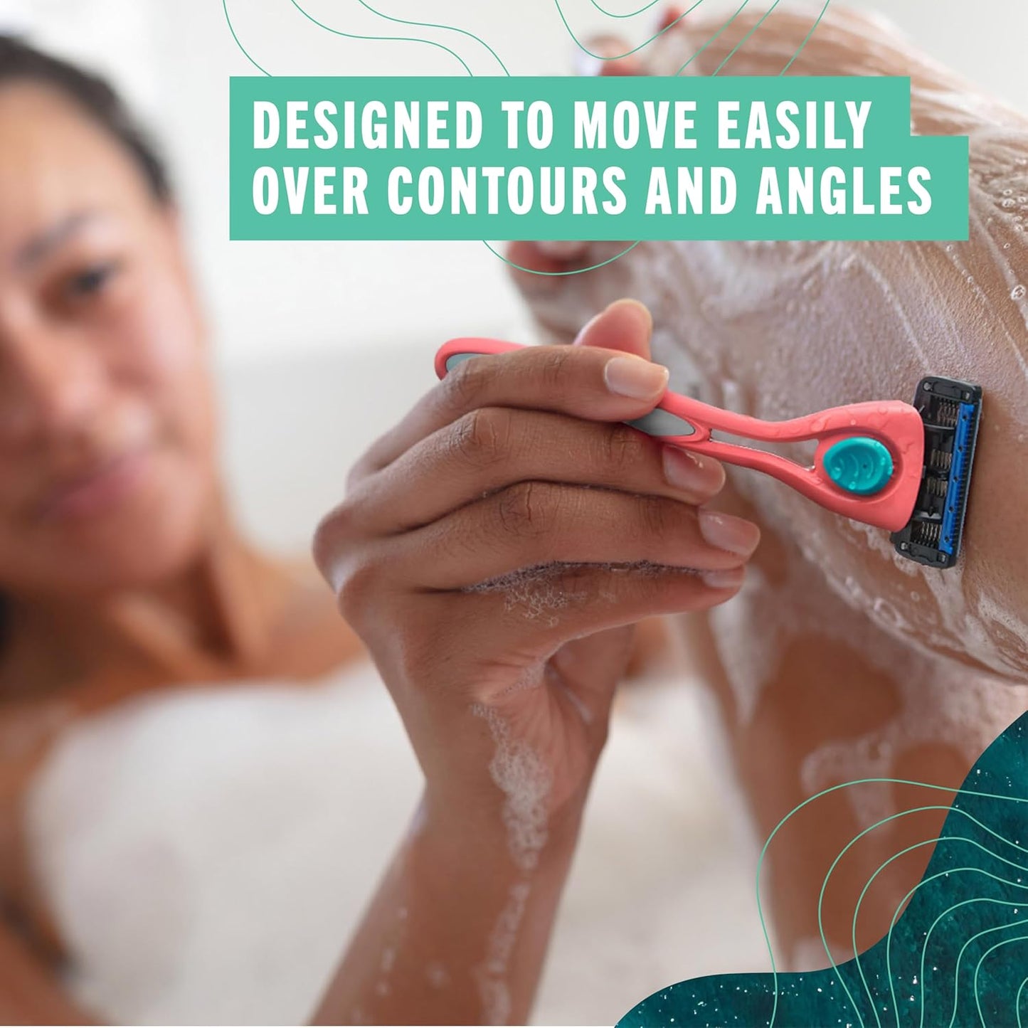 Preserve POPi Shave Razor Blades Refills - 5 Blade Razors for Men & Women - Ceramic Coated Shavers for Comfort with Aloe-Cocoa Butter Strip - Reusable Shaving Refill - 8 Pack