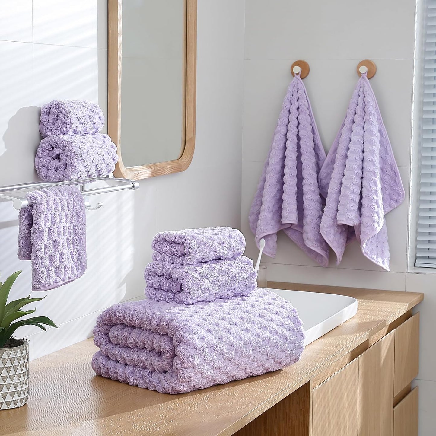 Extra Large Bath Towel Set of 6 (40"x80"),Oversized Bath Sheet Super Soft Highly Absorbent Microfibers Quick Dry Luxury Shower Towel for Bathroom Spa Gym Hotel Yoga (Lavender, 6Piece)