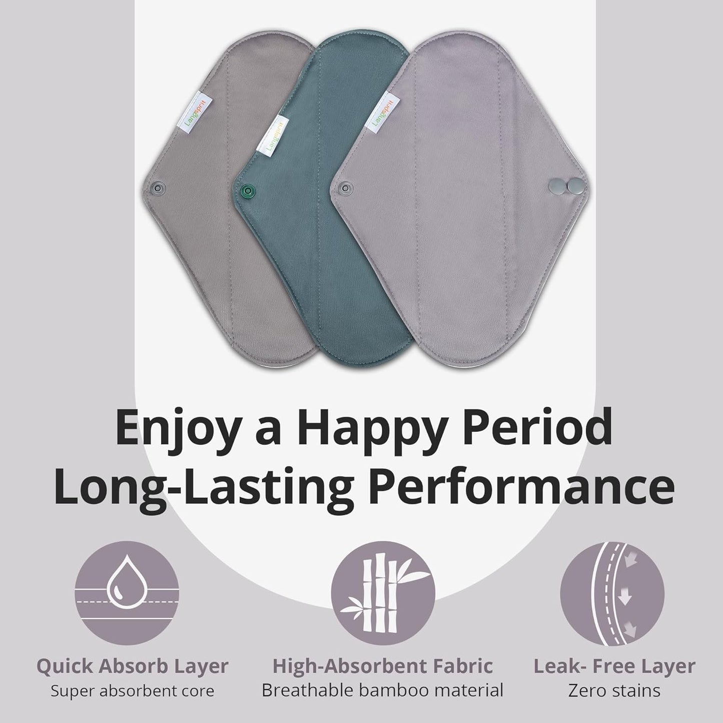 7pcs Set 1 pc Mini Wet Bag +6pcs Absorbent Reusable Sanitary Pads/Washable Cloth Menstrual Pads(Morandi-1,L)