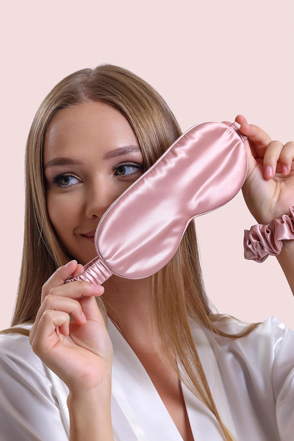 Silk Sleep Mask - 100% Pure 22 Momme Mulberry Silk Eye Sleeping Mask for Women and Men - Blackout Eye Mask for Sleeping (Pink)