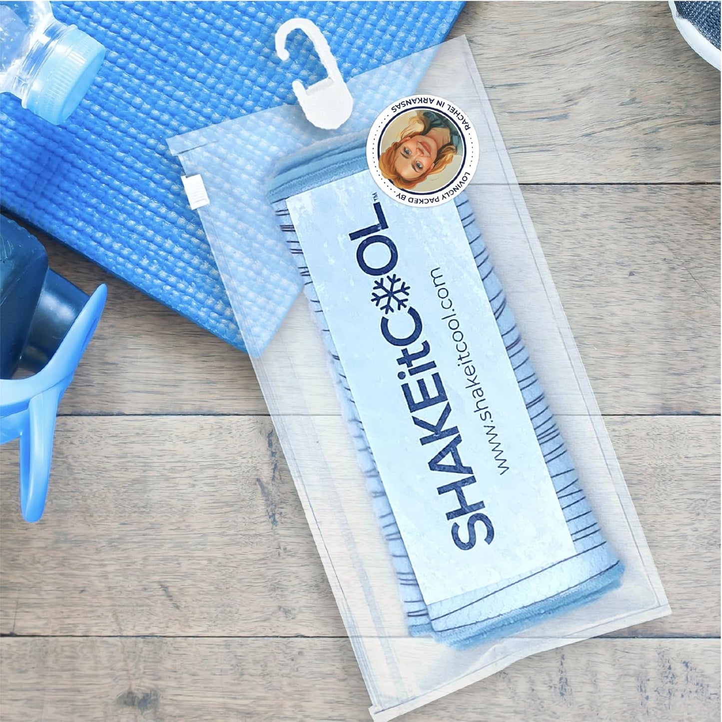 SHAKEitCOOL Original Cooling Towel – Be Cool in Style - Heat Relief, Soft, Lightweight, Sun Protection, Easy Clean - Perfect for Biking, Running, Yoga, Gym, Gardening - Green Topo