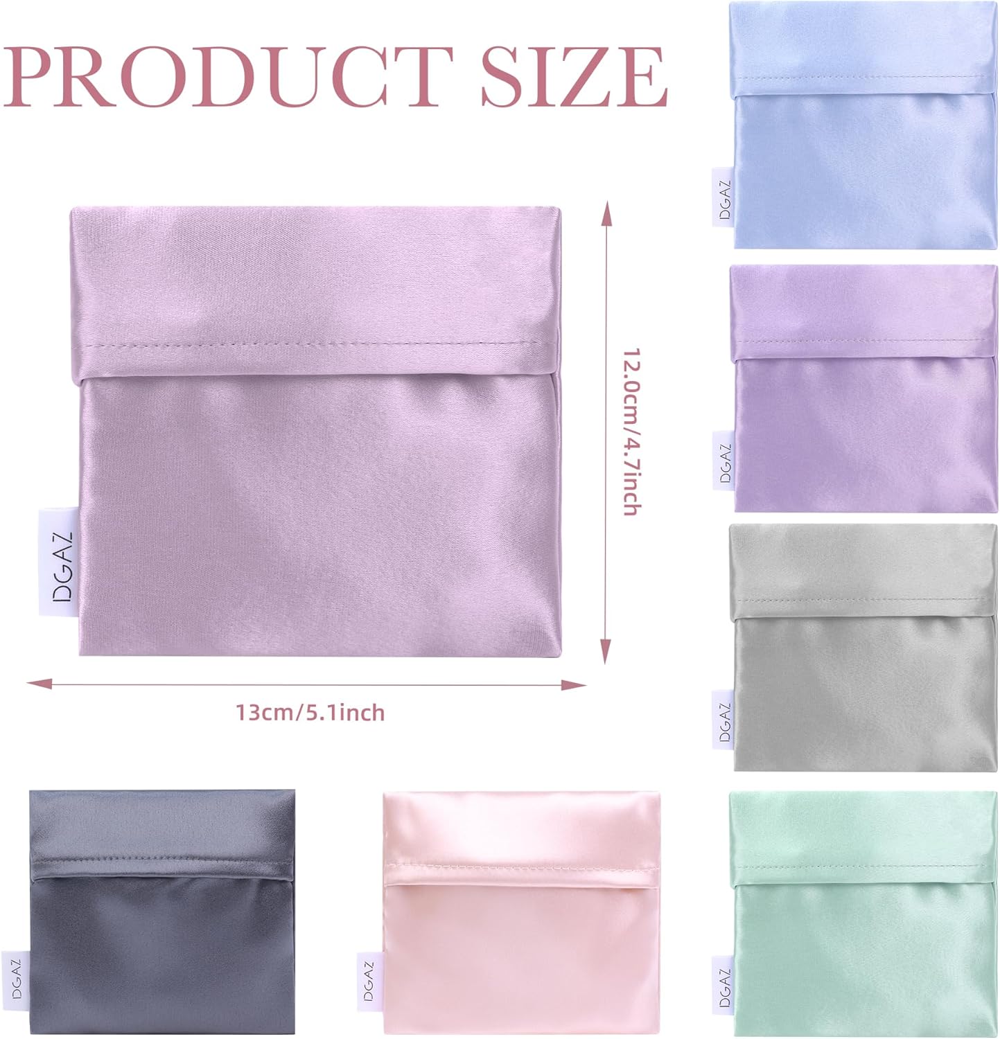 DGAZ Silk Sanitary Napkin Storage Bag, Period Bag for Teen Aged Girls, Portable Period Bag for Panty Liners/Menstrual Cup/Small Tampons，Mini Makeup Bag for Purse(Lavender)
