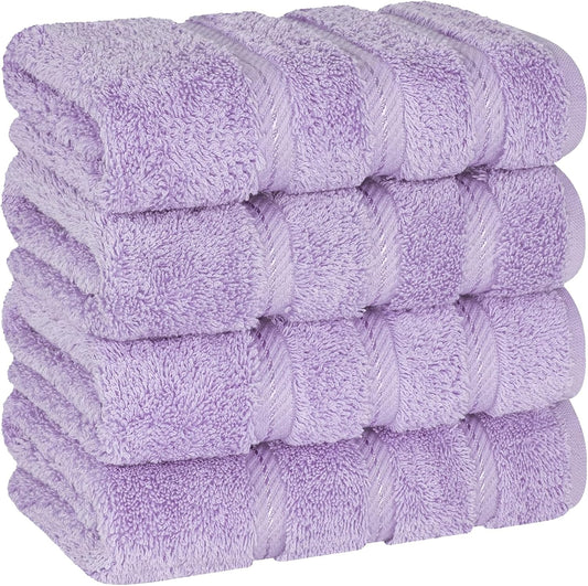American Soft Linen Luxury Hand Towels for Bathroom, 600 GSM 100% Cotton Turkish 4 Piece Hand Towel Set, 600 GSM Hand Face Towels for Kitchen, Lilac Hand Towels