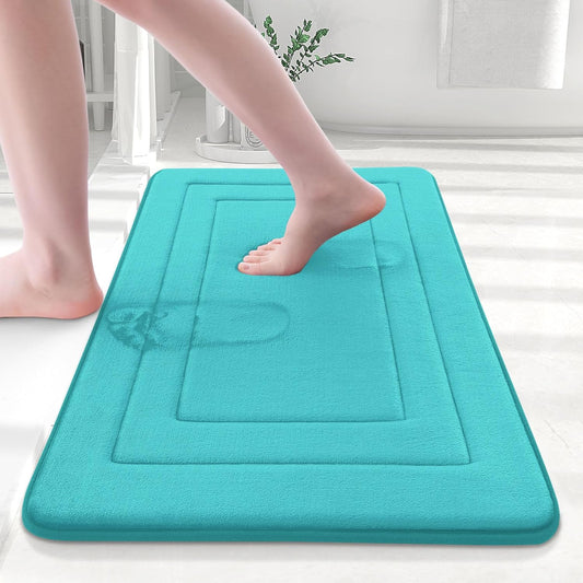 Arotive Memory Foam Bathroom Rug Mat 24x16, Ultra Soft and Absorbent Bath Mat, Machine Wash Dry, Comfortable Bath Rug Carpet for Bathroom Floor, Tub and Shower, Teal