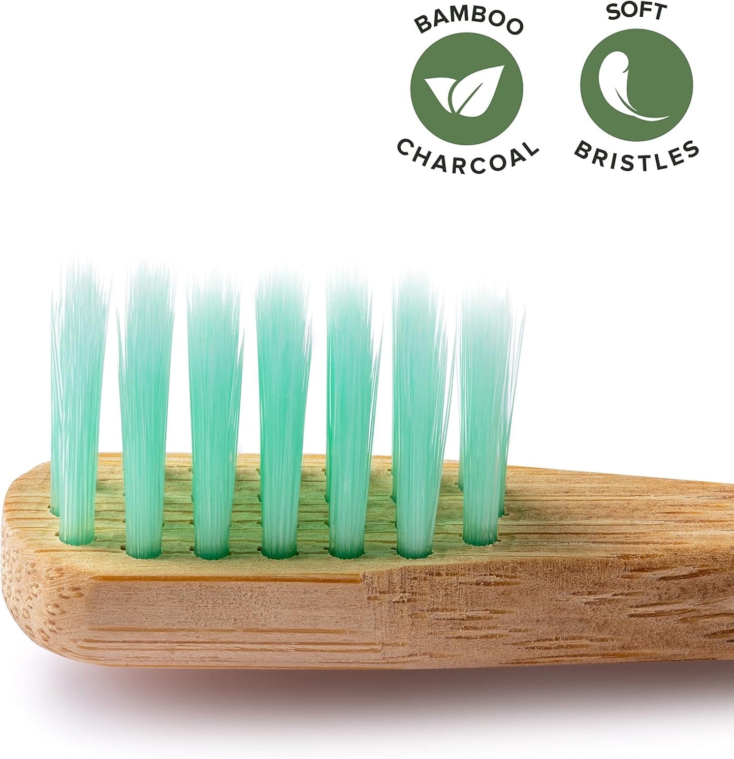 GREENZLA Kids Bamboo Toothbrushes, Natural Toothbrush Set, Soft Bristles, Durable Charcoal Wooden Brushes, Compostable Design for Toddlers and Children, 6 Pack