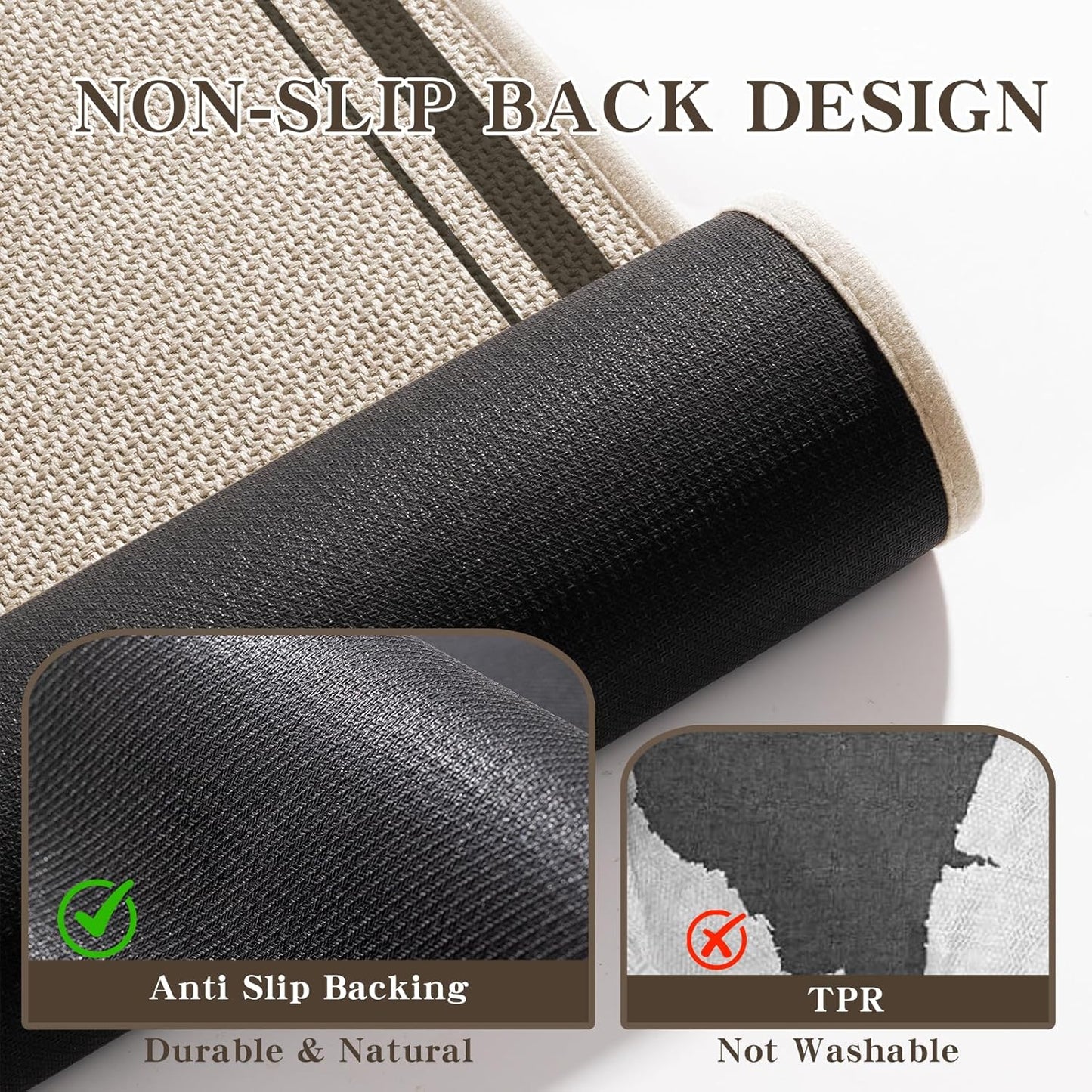 chakme Bathroom Rugs Mat 59x24, Ultra Thin Non Slip Bath Mat Large Quick Dry Absorbent Bath Mat for Bathroom Floor, (Light Beige, 59"x24")