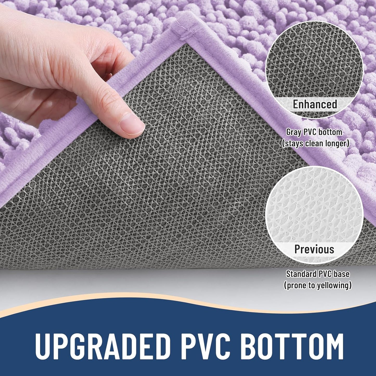 Arotive Luxury Chenille Bathroom Rug Mat, Extra Soft Thick Absorbent Shaggy Bath Rugs, Non-Slip Machine Wash Dry, Plush Bath Mats for Bathroom, Shower and Tub, 36x24, Light Purple