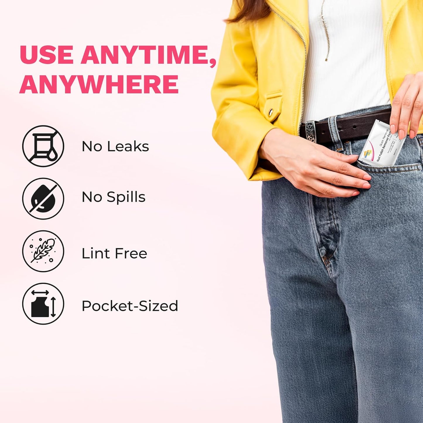 Diamond Wipes Nail Polish Remover Wipes with Aloe Vera, Acetone Nail Polish Remover Pads, 50 Individually Wrapped Nail Polish Wipes