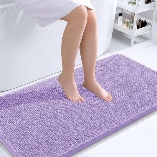 OLANLY Bathroom Rugs 44x24, Extra Soft Absorbent Chenille Bath Rugs, Rubber Backing Quick Dry, Machine Washable Bath Mats for Bathroom Floor, Tub and Shower, Home Decor Accessories, Lavender