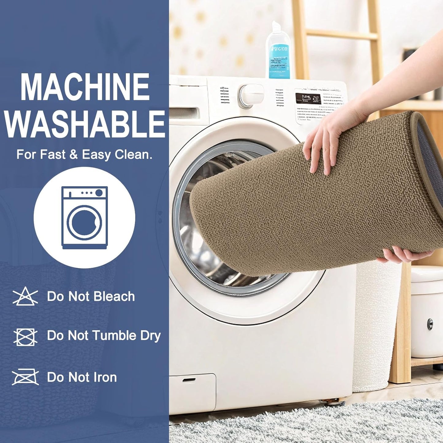 OLANLY Thick Memory Foam Bath Mat Rug 36x24, Extra Soft Absorbent Bathroom Rug, Quick Dry Bath Mats, Non-Slip, Machine Washable Carpet for Bathroom, Tub and Shower, Home Decor Accessories, Tan