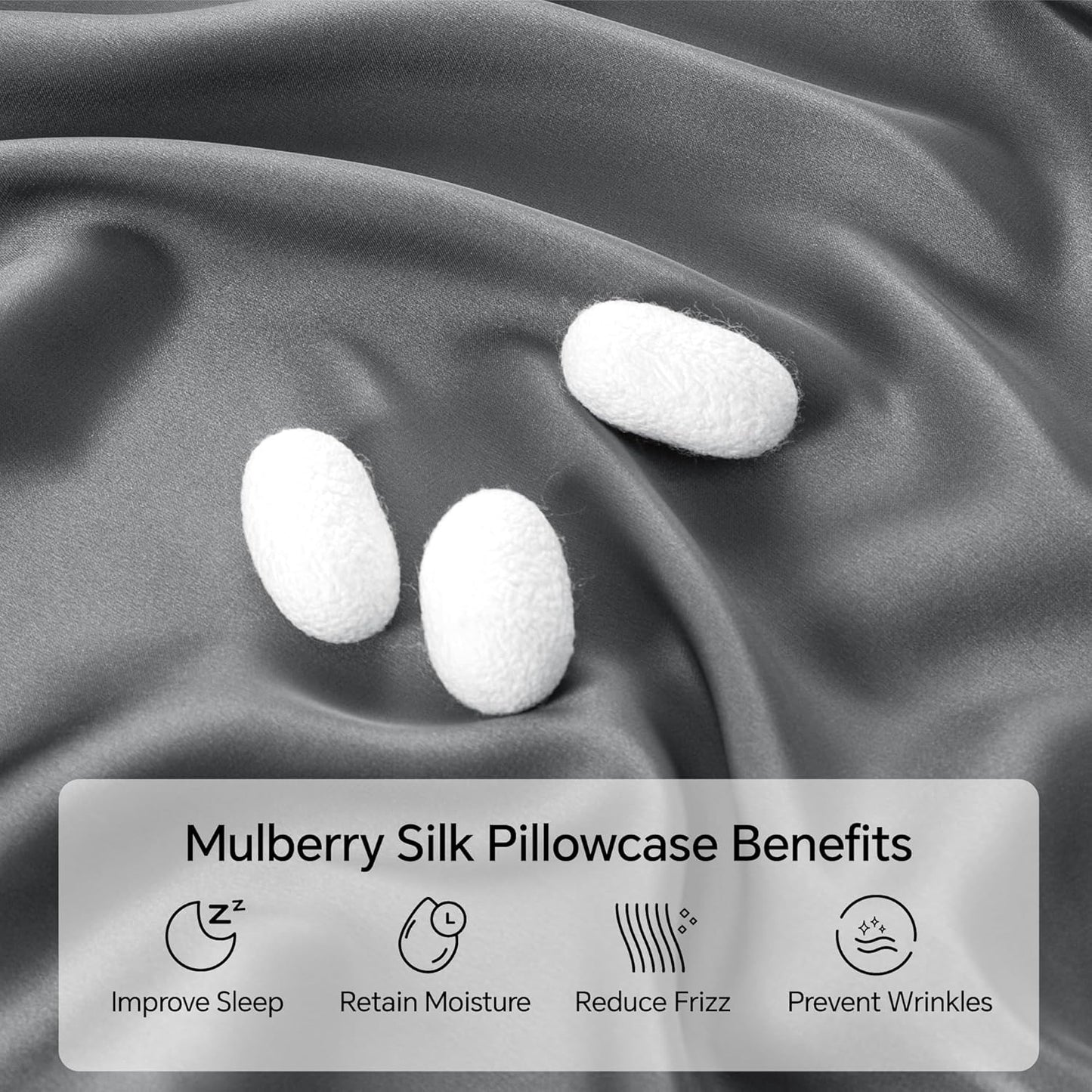 INFIIXSO Mulberry Silk Pillow Cases King Size Set of 2, Silk Pillowcase with Hidden Zipper 20"x36", Extraordinary Smooth and Soft Pillow Case for Hair and Skin(Dark Grey, 2 Pack)