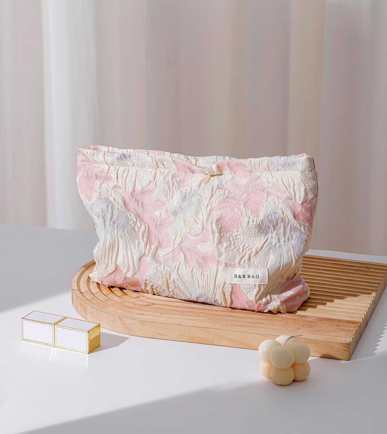 2 Pcs Makeup Bags, Large Cosmetic Bag Travel Toiletry Bag Organizer for Women, Embroidery Craft, Floral Makeup Bag Small Cosmetic Pouch Purse with Zipper Gifts for Girls Teen