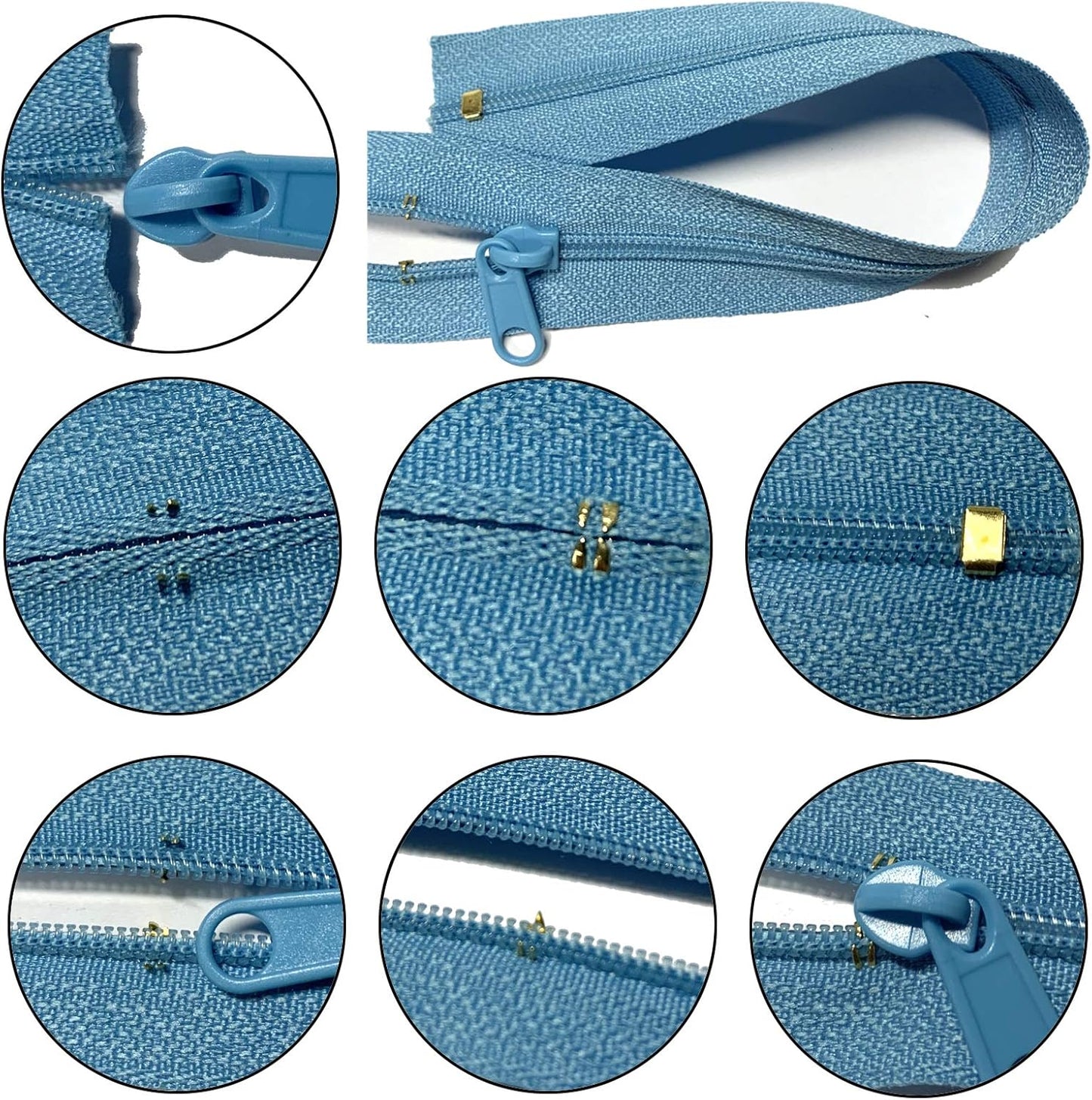 DOITEM Zipper Tape 3 mm by The Yard - 12.5 Yard/14 Meter Nylon Endless Set With Slider - 5 Colors for Sewing