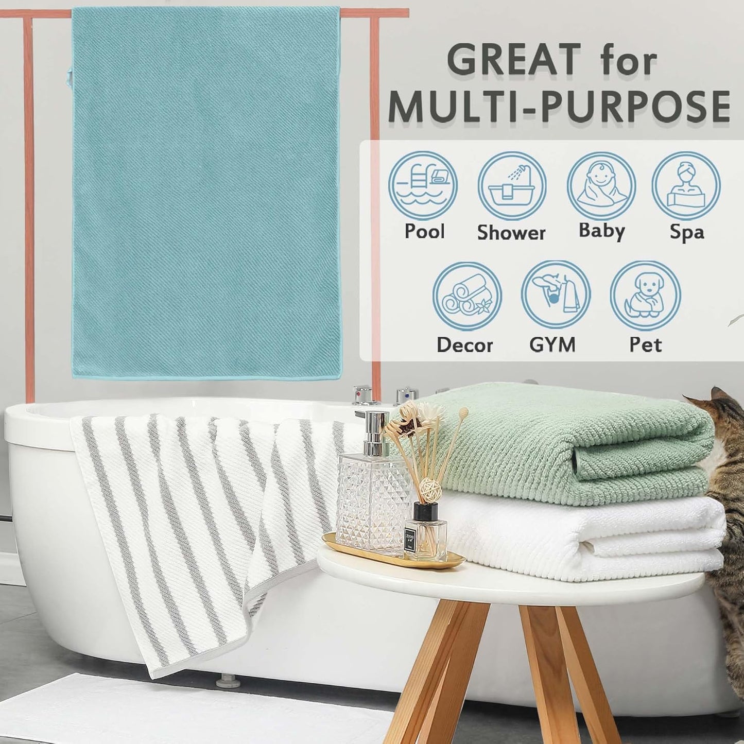 VOOVA & MOVAS Large Bath Towels, 4 Pack 30" x 56" - 100% Cotton | Quick Dry | Light Weight | Thick | Soft | Absorbent, Luxury Shower Towel for Bathroom, Towel Gift Set, Coral Pink