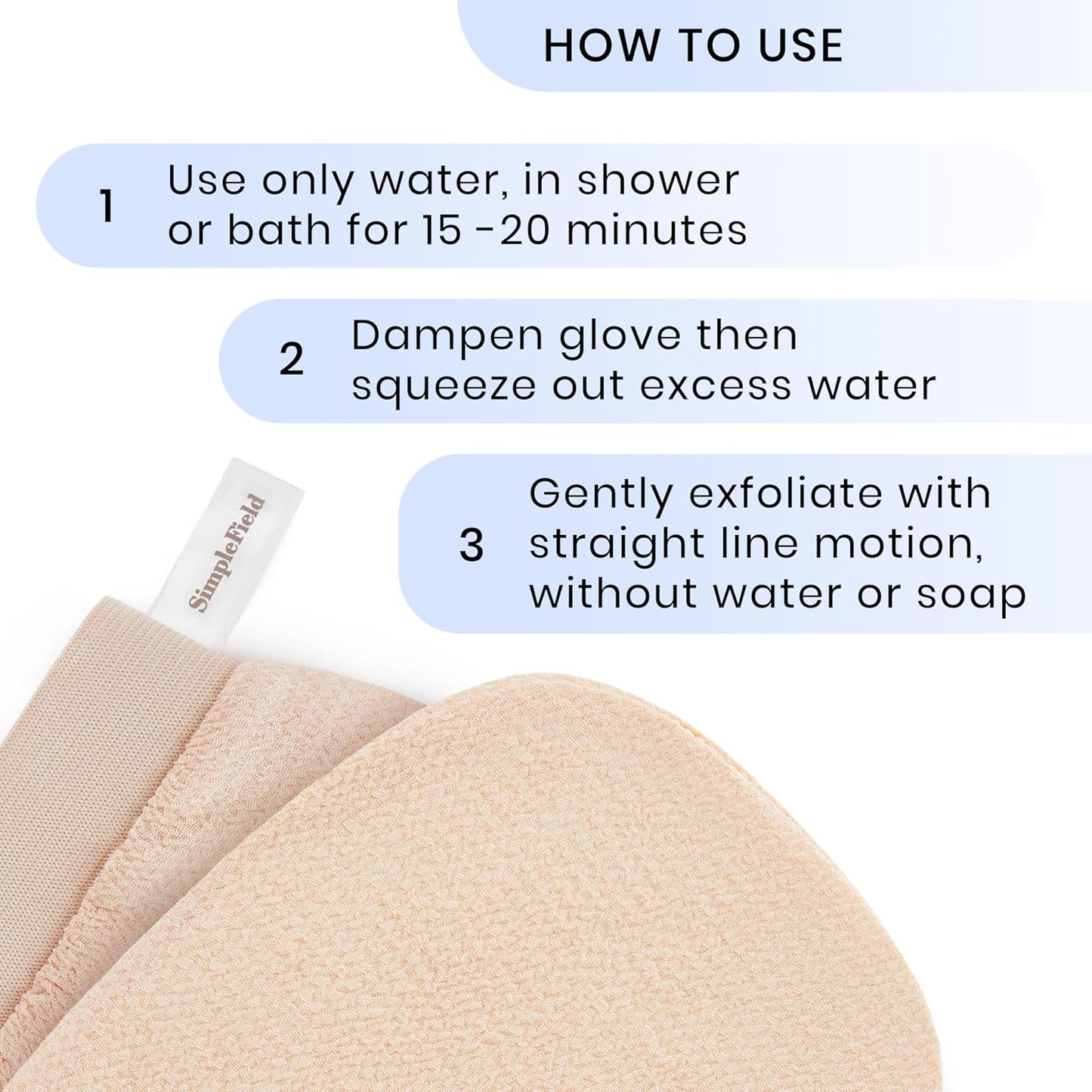 Korean Exfoliating Mitt for Remove Dead Skin. 2 Pack 100% Viscose Kessa Deep Exfoliating Gloves for Body Scrub, Keratosis Pilaris & Self Tanning Removal. Smooth Skin Surface. (Muted Peach)