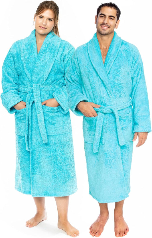 Classic Turkish Towels CTT Premium 100% Turkish Cotton Terry Cloth Bath Robe for Women & Men, Soft & Plush Long Unisex Robe