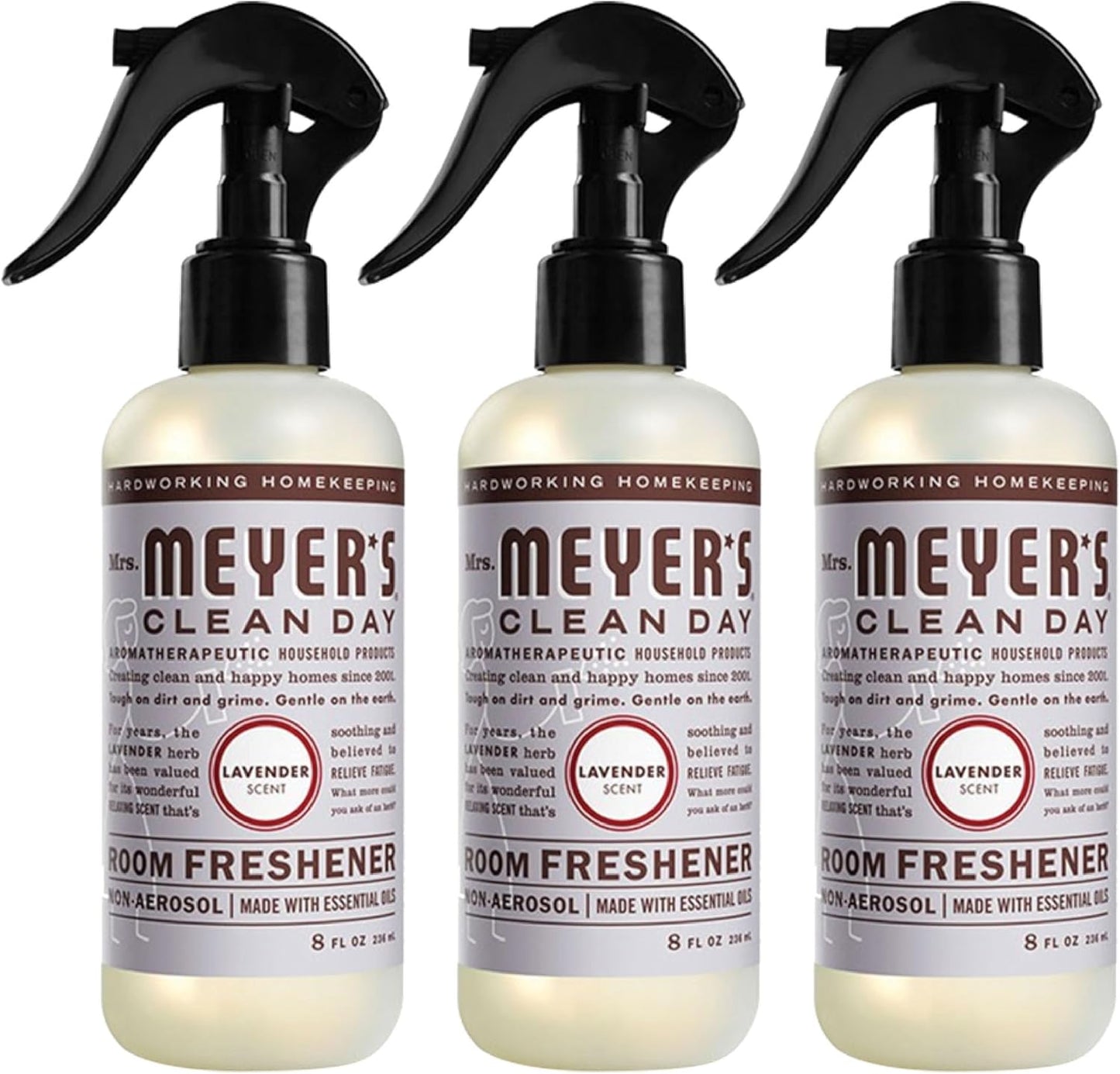 MRS. MEYER'S CLEAN DAY Lavender Air Freshener Spray for Bathrooms, Aromatherapeutic Homekeeping with Essential Oils, Non-Aerosol, Garden-Inspired Scent, 8 fl oz (Pack of 3)