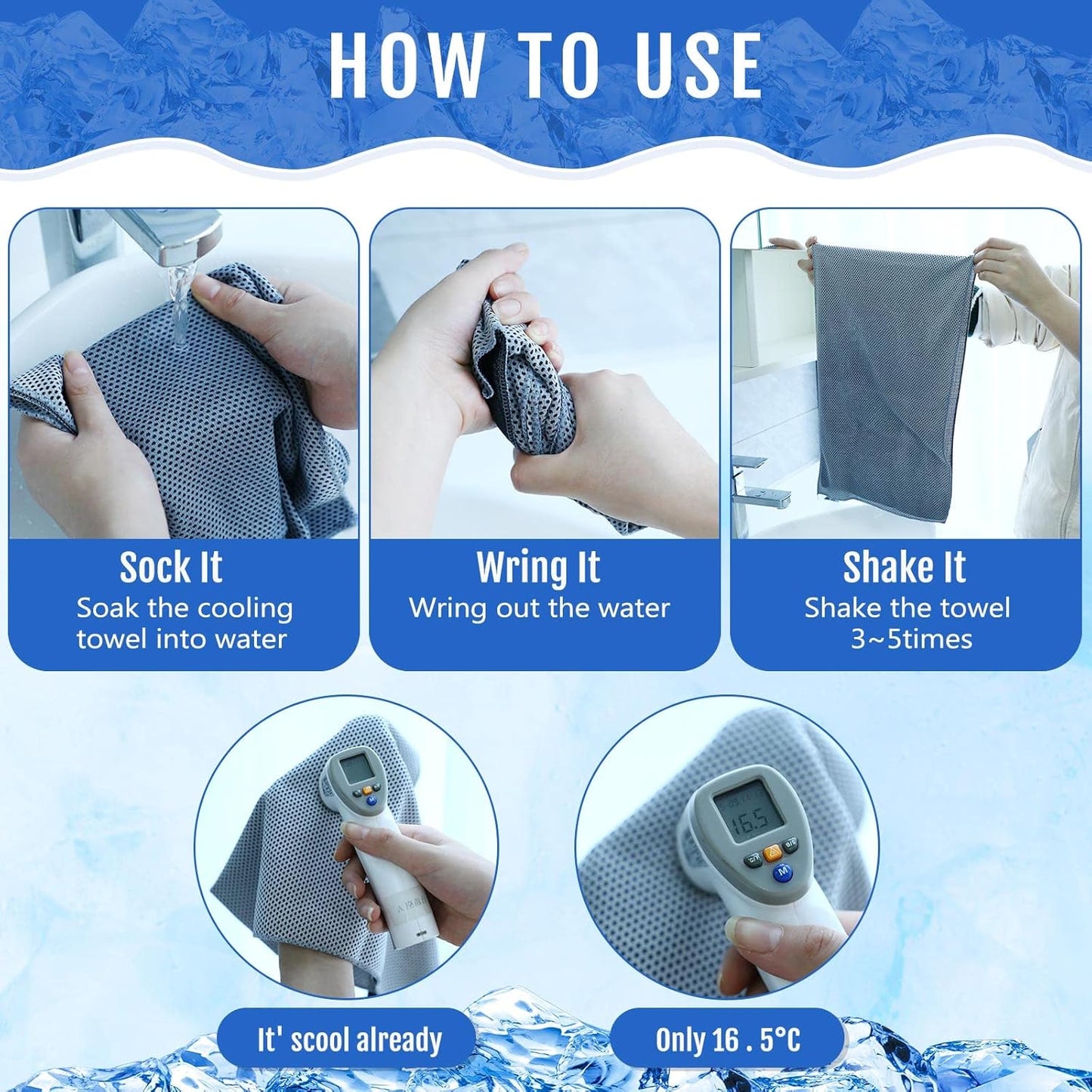 Hosuly 30 Pack Cooling Towels, 40"x12" Ice Breathable Soft Chilly Sweat Rag Microfiber Workout Rags for Gym Cooling Towels for Neck and Face for Yoga Golf Sport Running