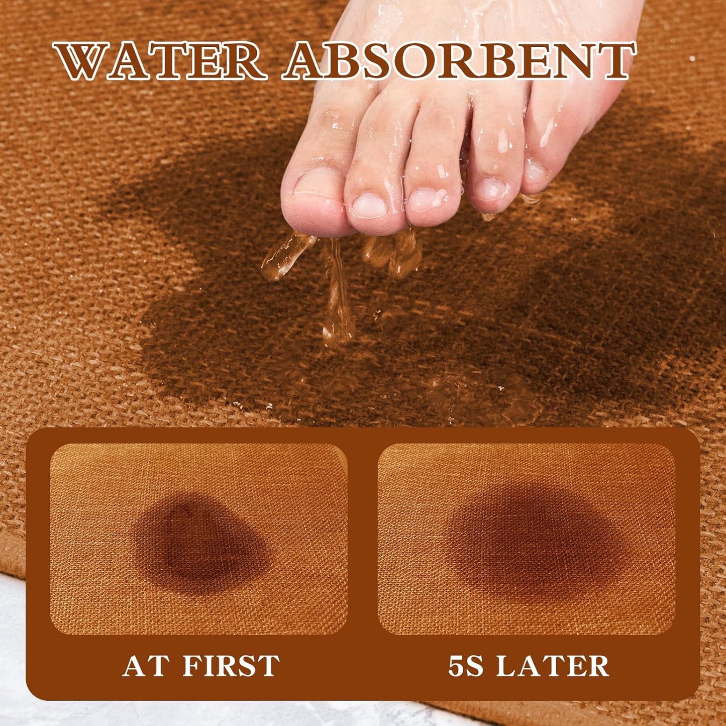 chakme Bathroom Rugs Mat 59x24, Ultra Thin Non Slip Bath Mat Large Quick Dry Absorbent Bath Mat for Bathroom Floor, (Orange, 59"x24")