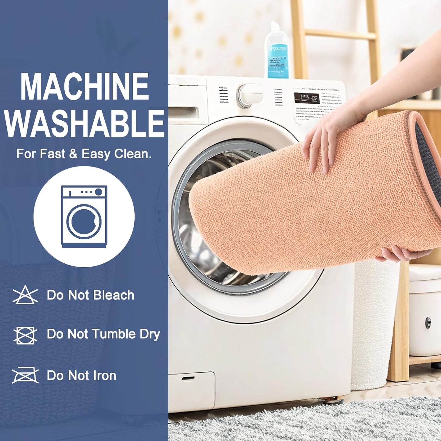 OLANLY Thick Memory Foam Bath Mat Rug 30x20, Extra Soft Absorbent Bathroom Rug, Quick Dry Bath Mats, Non-Slip, Machine Washable Carpet for Bathroom, Tub and Shower, Home Decor Accessories, Peach