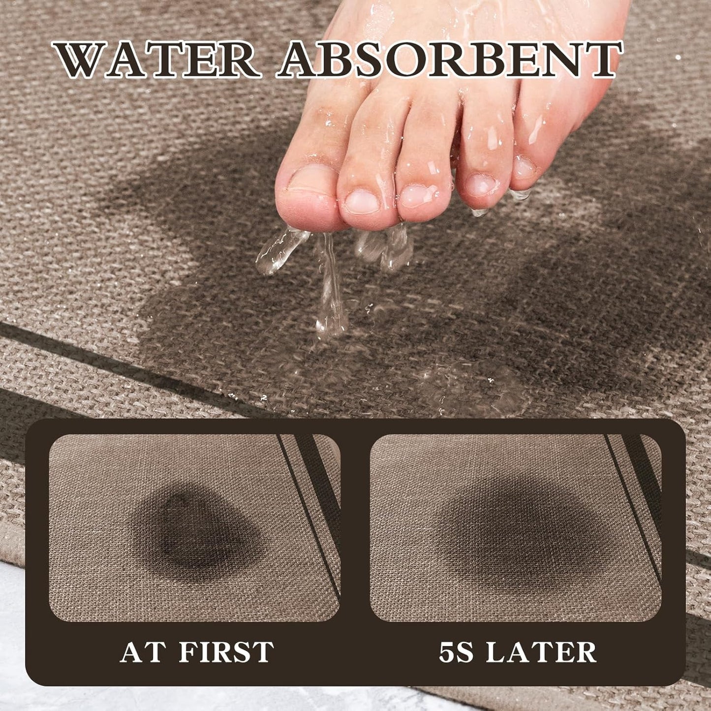 chakme Bathroom Rugs Mat 32x17, Ultra Thin Non Slip Bath Mat Quick Dry Absorbent Bath Mat for Bathroom Floor, (Dark Beige, 32"x17")