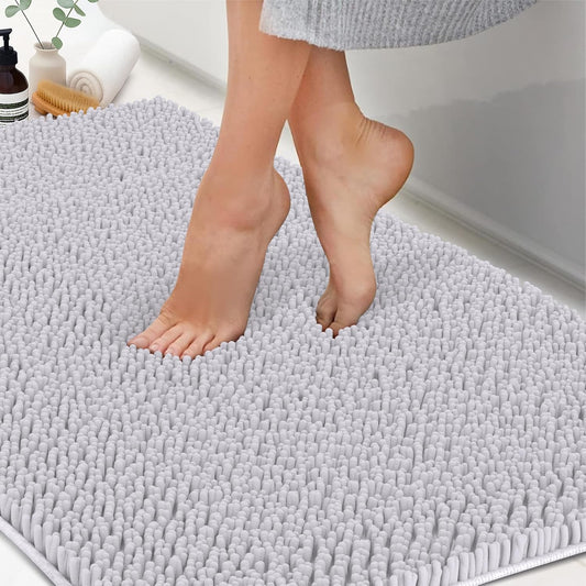 Chenille Bath Mats, Plush Absorbent Bath Mats Quick Dry, Soft & Machine Washable, Non Slip Carpet For Bathroom, Thick Bathroom Rugs, Shower Restroom Rug Mat, Alfombras De Baño, Bathrugs Matts, 59"x21"