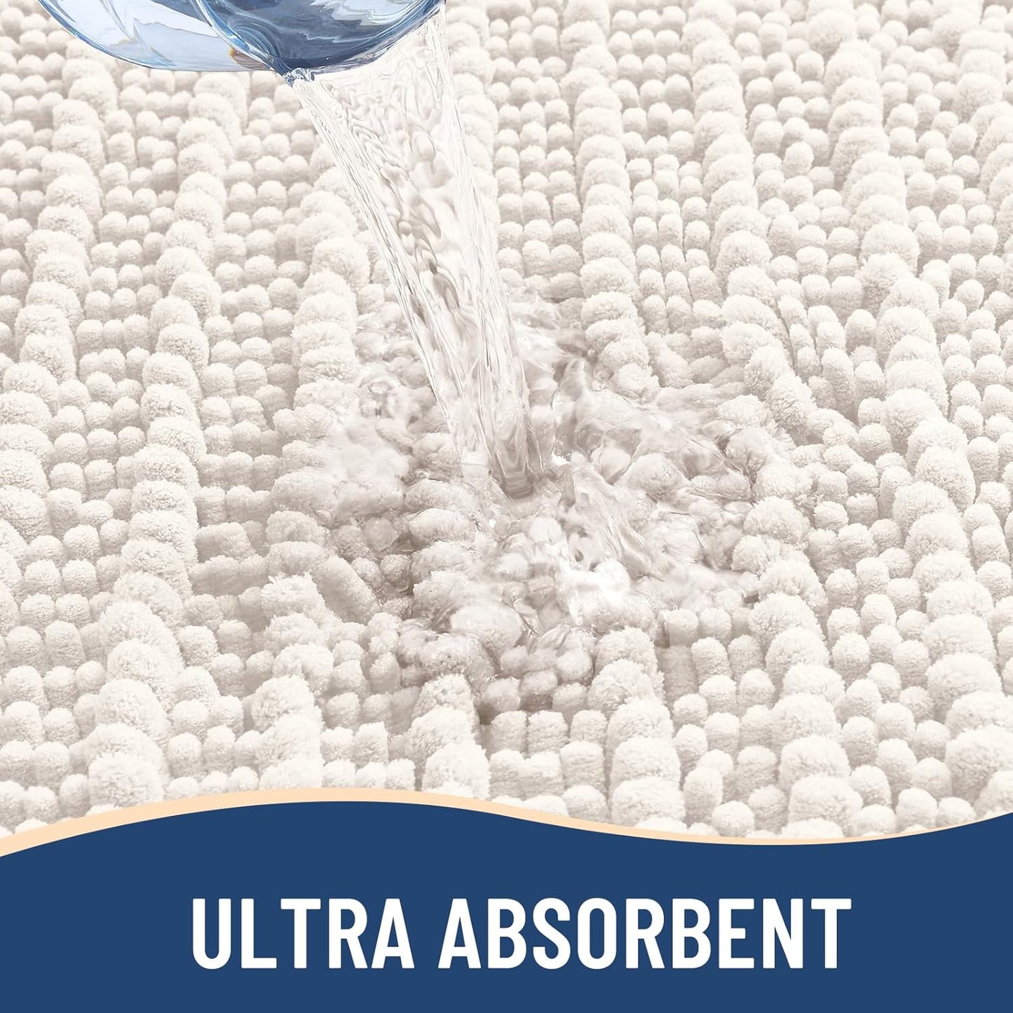 Arotive Luxury Chenille Bathroom Rug Mat, Extra Soft Thick Absorbent Shaggy Bath Rugs, Non-Slip Machine Wash Dry, Plush Bath Mats for Bathroom, Shower and Tub, 36x24, Ivory