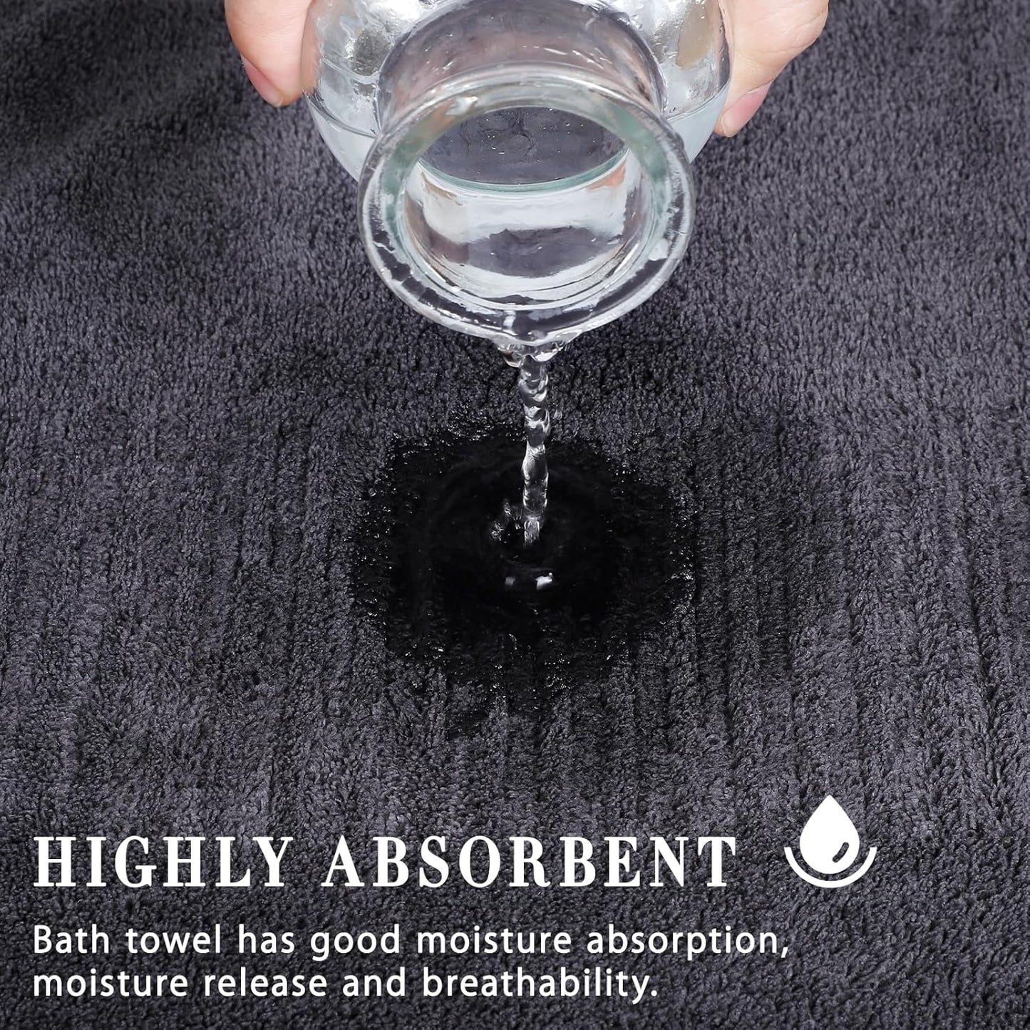 SEISSO Bath Towels,Extra Absorbent & Quick Drying Towels for Bathroom,Fibre Large Bath Towel,Super Soft Multipurpose Use for Fitness,Spa,Sports Towels,Yoga Towel (Dark Grey, 2 Piece Bath Towels)