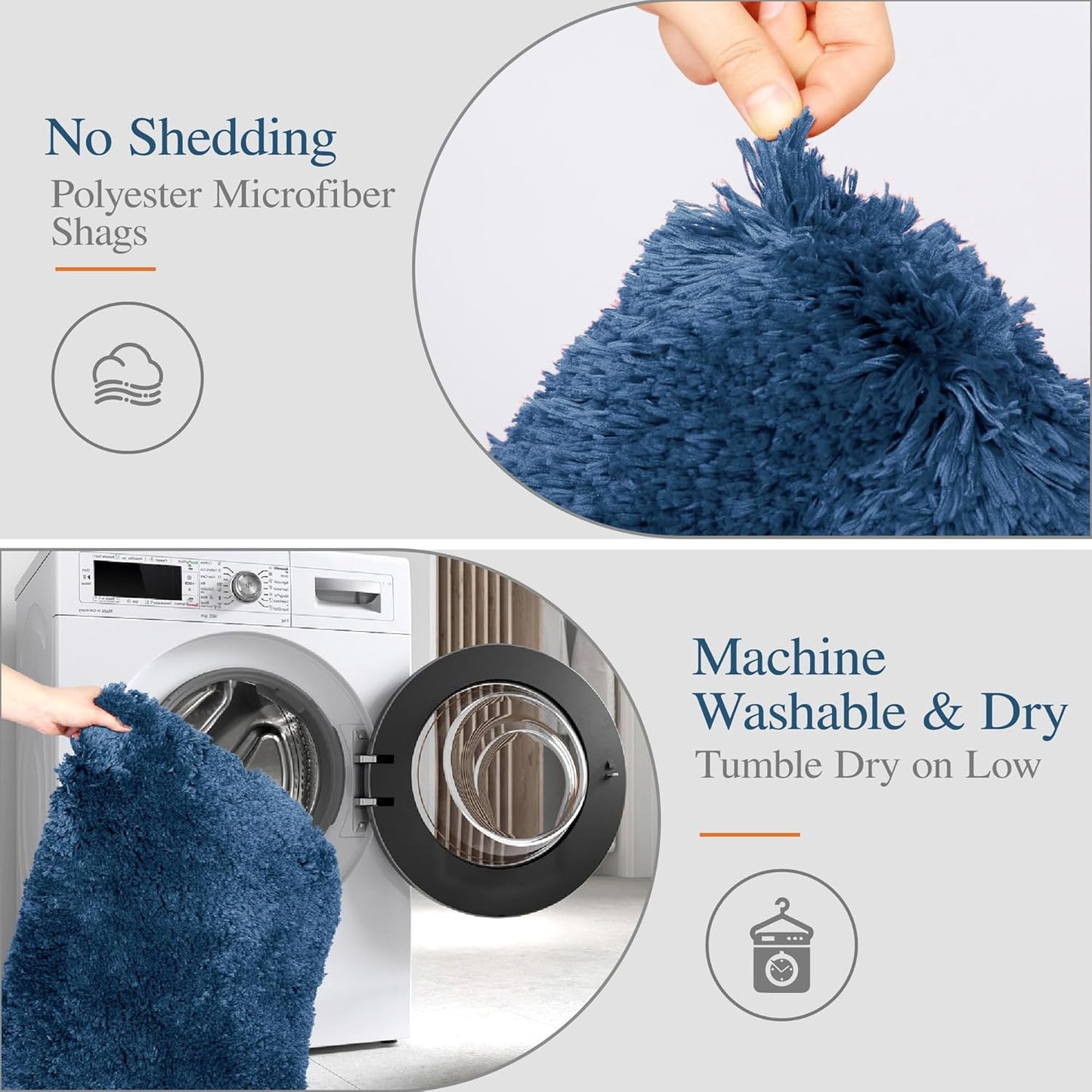 Walensee Large Bathroom Rug (24 x 60, Navy) Extra Soft and Absorbent Shaggy Bath Mat Machine Washable Microfiber Non Slip Luxury Floor Mat