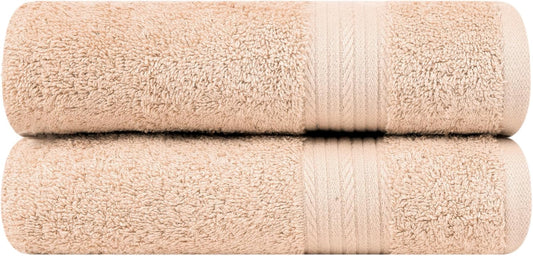 Ample Decor Bathroom Hand Towel 18 X 28 Inch 600 GSM 100% Cotton, Absorbent Thick- 2Pcs Beige