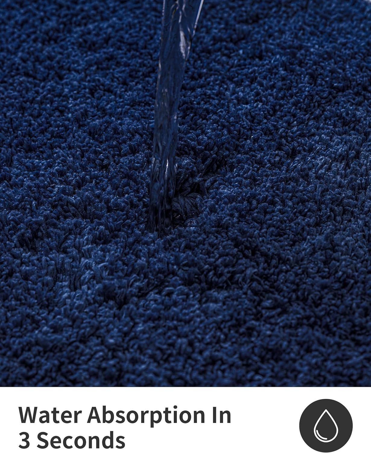 ILANGO Navy Blue Bathroom Rugs 24" × 17" Small Non Slip & Super Absorbent Extra Thick Soft, Washable Bath Mat for Floor, Microfiber Plush Shaggy Bath Rug with Rubber for Bathtub Shower Room Sink