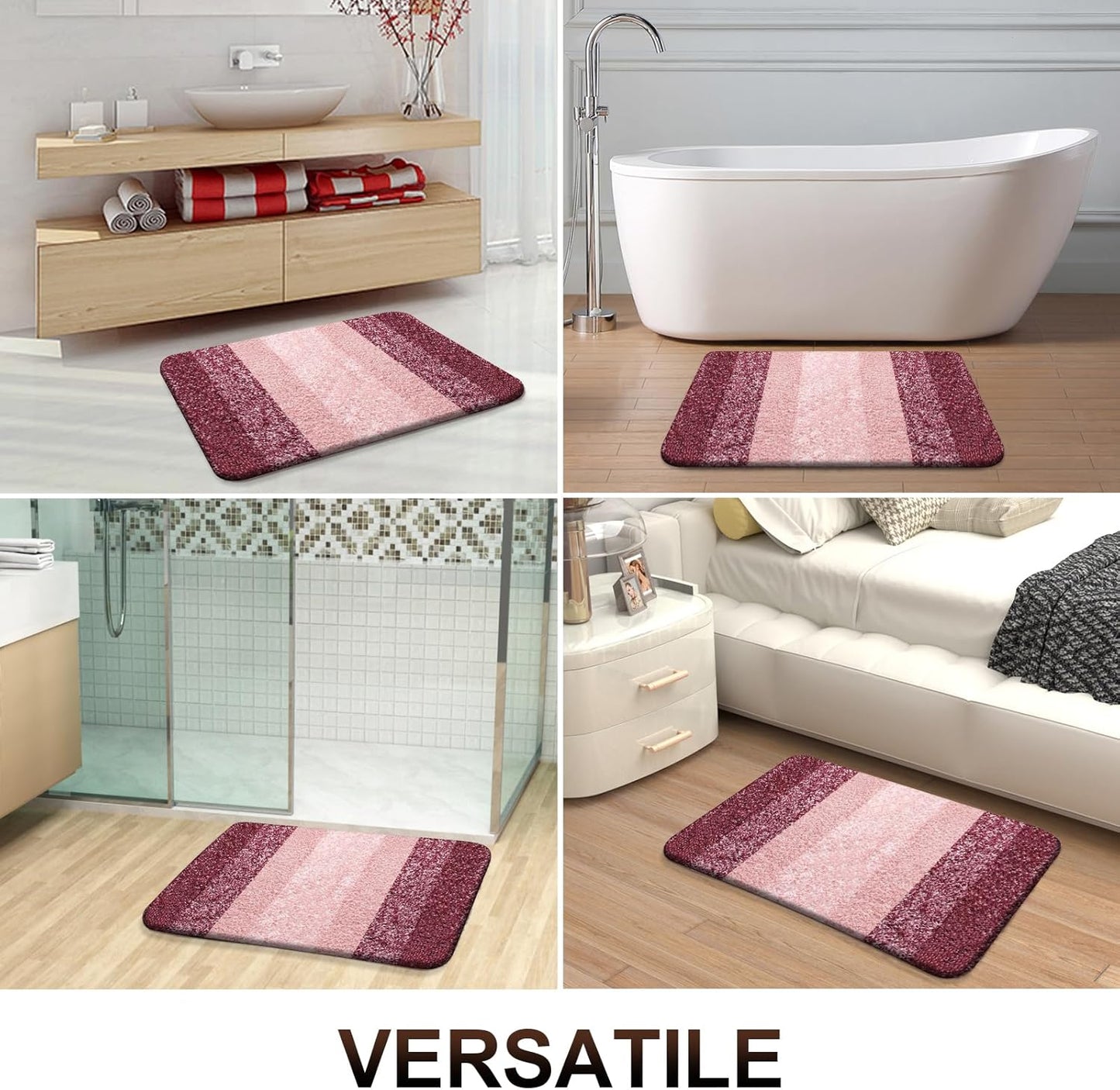 OLANLY Bathroom Runner Rugs 47x17, Extra Soft Absorbent Microfiber Bath Rugs, Rubber Backing, Quick Dry, Machine Washable Bath Mats for Bathroom Floor, Tub and Shower, Home Decor Accessories, Red