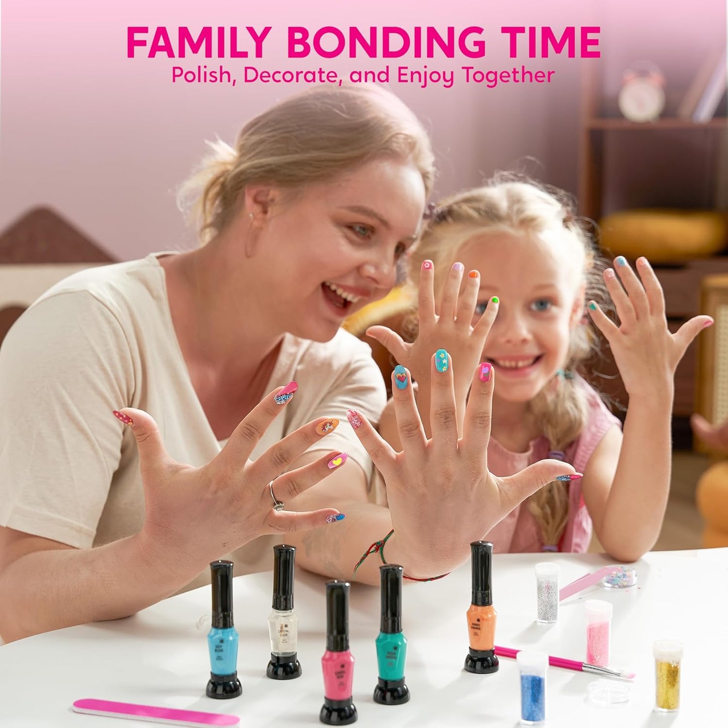 Klever Kits Kids Nail Polish Set, Nail Art Kit for Girls, Birthday Gifts for Girls Ages 7 and up, Makeup for Kids, Glitter, Sequins, Stickers , Peel Off & Quick Dry