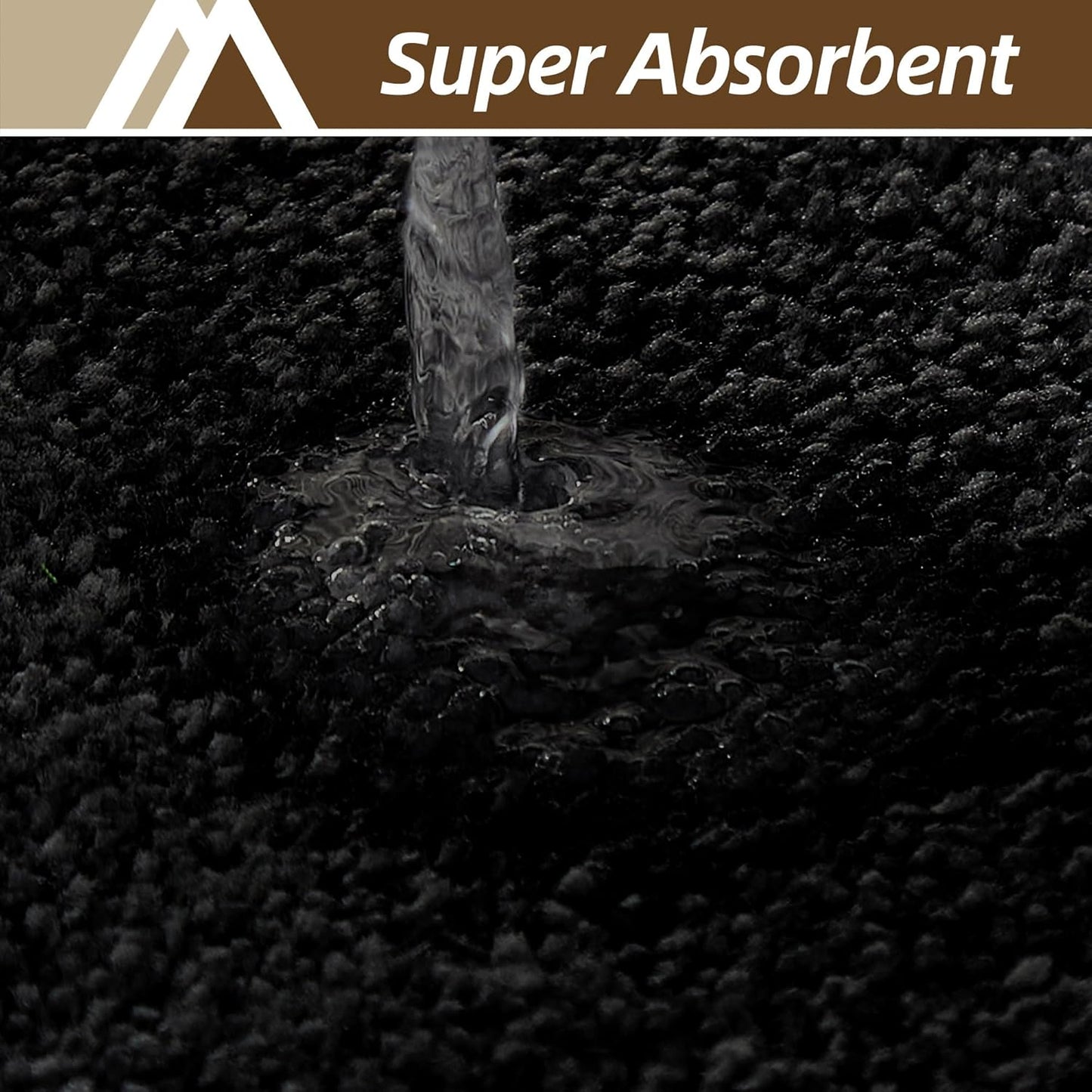 COSY HOMEER Bathroom Rugs Mat 20”x32” Absorbent Non-Slip Bath Mat Plush Shaggy Machine Washable Bath Rugs Soft Polyester Bath Mats for Bathroom Floor,Tub and Shower,Black