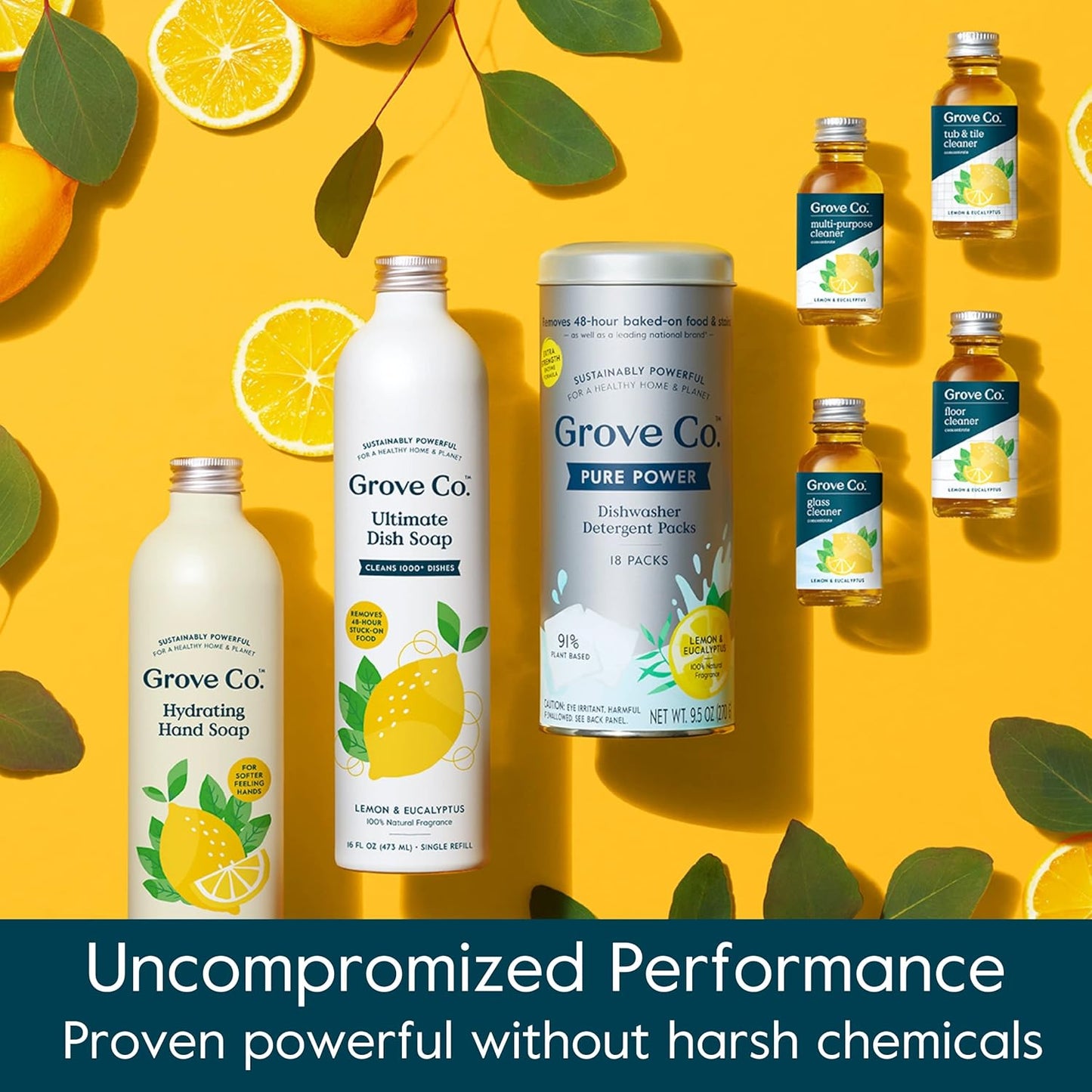 Grove Co. Hydrating Foaming Hand Soap Refills (2 x 12 Oz) Moisturizing Hand Wash, No Plastic or Parabens, Cruelty Free, 100% Natural Lemon & Eucalyptus Fragrance (Pack of 2)