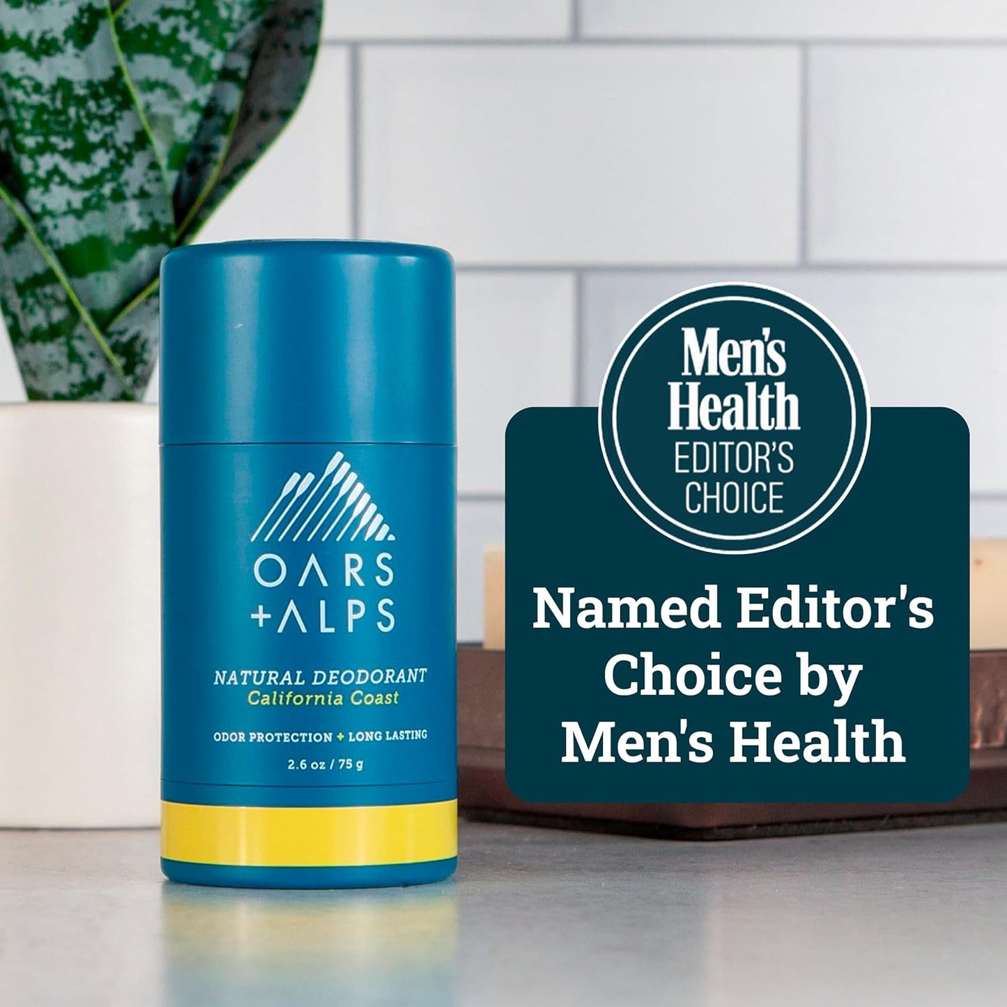 Oars + Alps Deodorant for Men & Women, Aluminum Free Deodorant for Men, Dermatologist Tested, Clean Ingredients, Non Toxic, Vegan, Long Lasting, Odor Protection, California Coast, 1pk, 2.6oz