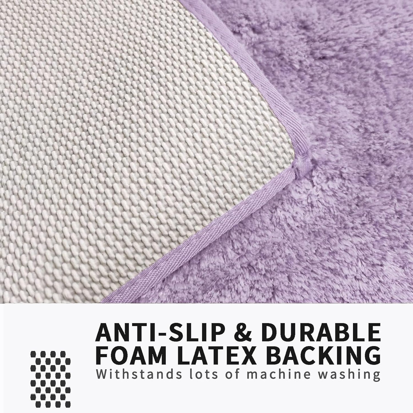 FIFU Bathroom Rugs 17" W x 24" L, Bath Mat for Bathroom, Bedroom, Laundry Room & Kitchen, Non-Slip Rubber Latex Backing, Extra Soft and Absorbent Microfiber Carpet, Machine Washable Rug, Lavender