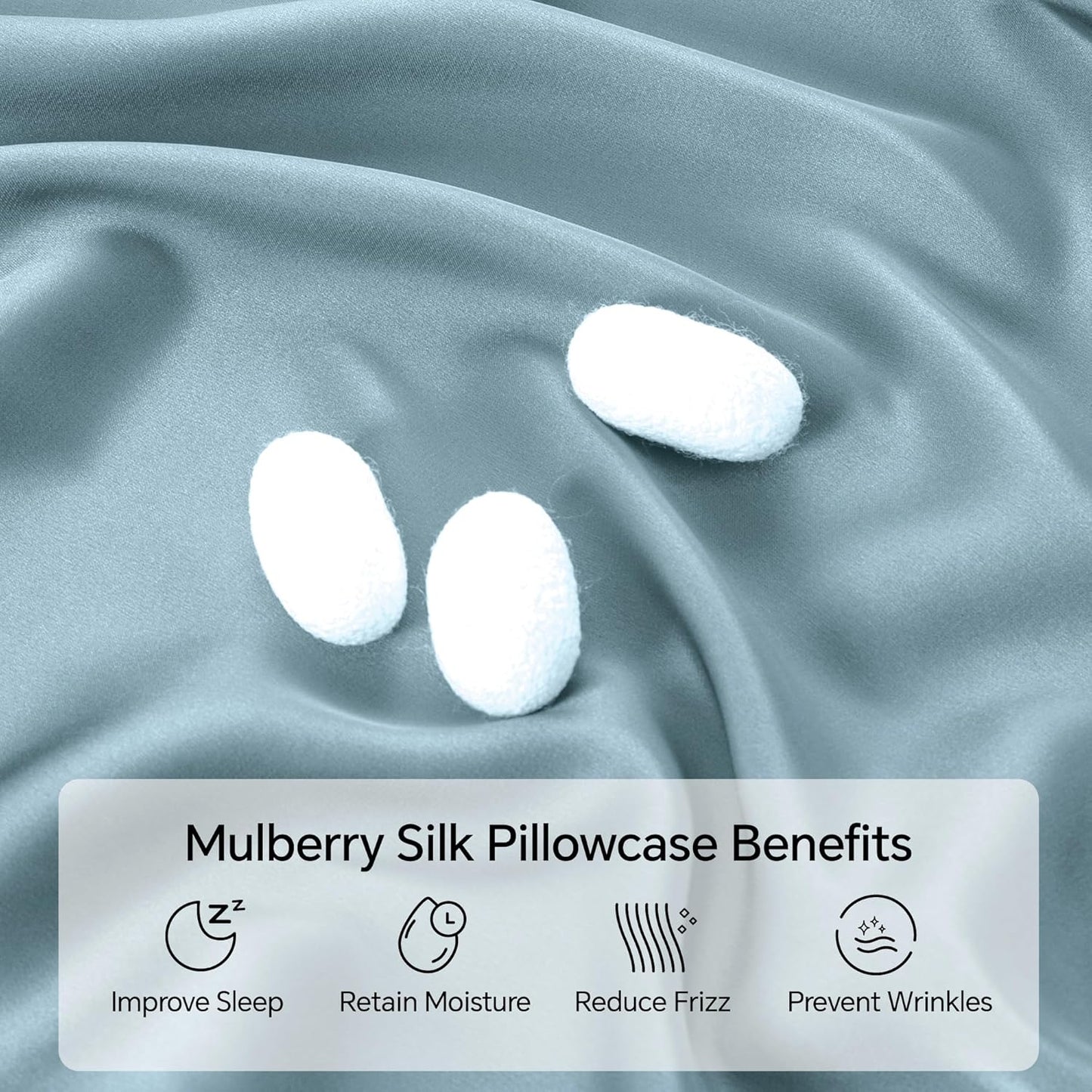 INFIIXSO Mulberry Silk Pillow Case for Hair and Skin, Silk Satin Pillowcase Standard Size with Hidden Zipper 20"x26", Extraordinary Smooth and Soft Cooling Pillow Cases for Hot Sleepers, Airy Blue