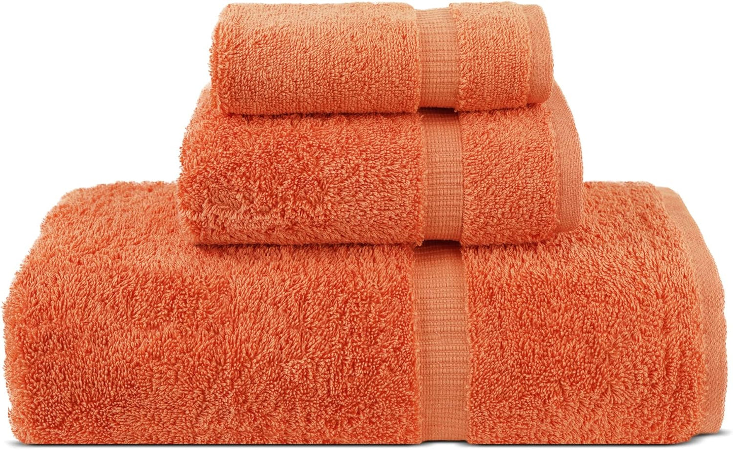Chakir Turkish Linens | Hotel & Spa Quality 100% Cotton Premium Turkish Towels | Soft & Absorbent (Personalized 3-Piece Towel Set, Coral)