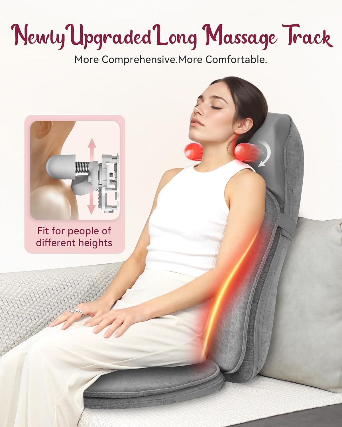 Shiatsu Back and Neck Massager with Heat, Back Massage for Chair, Kneading, Rolling, Vibration, Massage Seat Cushion, Full Body Massage Chair Pad