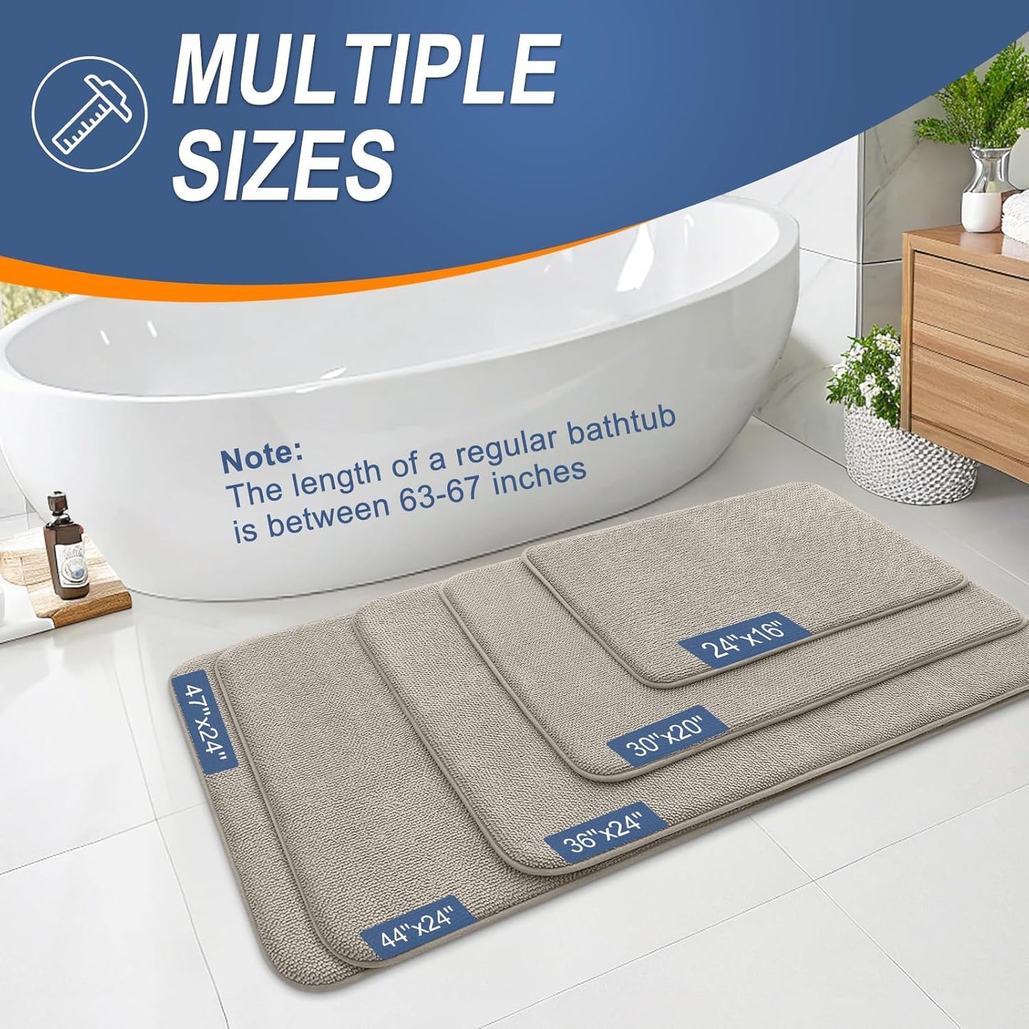 OLANLY Thick Memory Foam Bath Mat Rug 36x24, Extra Soft Absorbent Bathroom Rug, Quick Dry Bath Mats, Non-Slip, Machine Washable Carpet for Bathroom, Tub and Shower, Home Decor Accessories, Warm Taupe