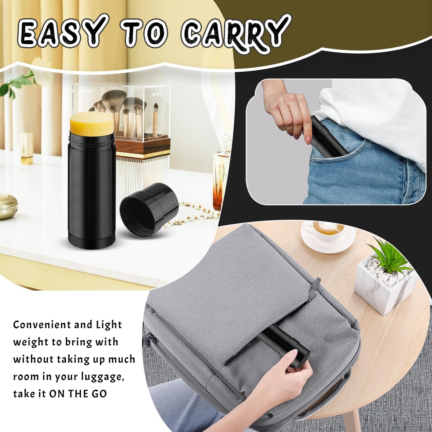 15 Pack 2 oz/60ml Plastic Deodorant Containers,Empty Round Twist-Up Solid Stick Tube Container for Homemade Deodorant,Shaving Soap Stick,Heel Lip Balm,Solid Lotion Bars-Top Filling,Black