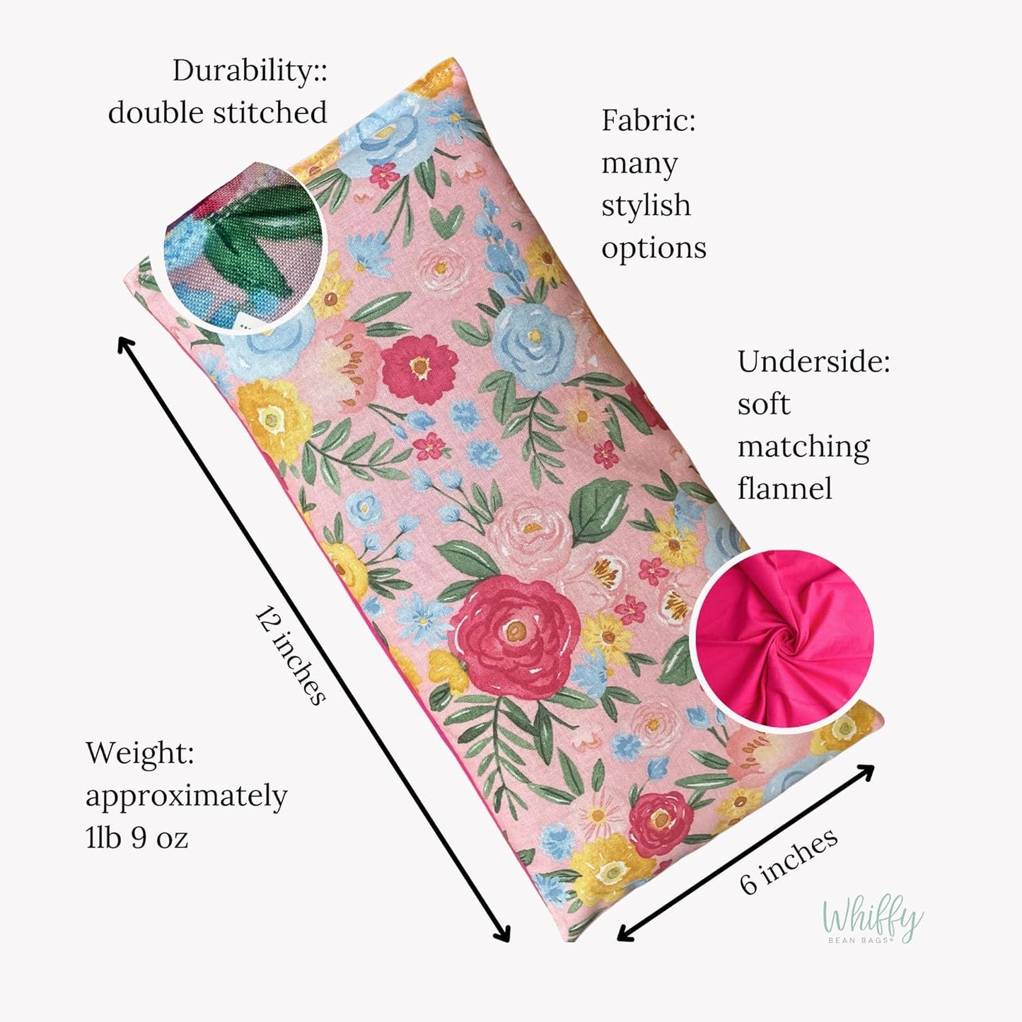 Large Microwave Heating Pad with Flax Seed, Scented or Unscented, Good For Back Pain or Cramps, Moist Heat Therapy or Ice Pack, Microwavable Bean Bag, 6" x 12" (Patchwork, Lavender & Chamomile)