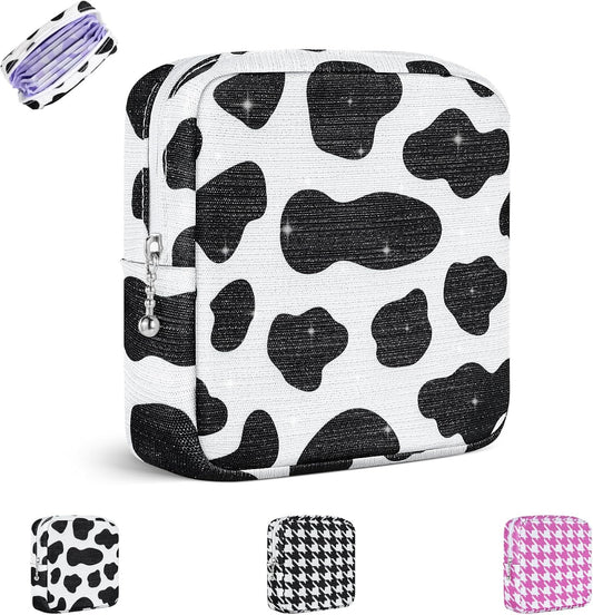 Period Bag for Teen Girls, Canvas Sanitary Napkin Storage Bag with Zipper, Portable Menstrual Pad Bag Tampon Holder for Purse