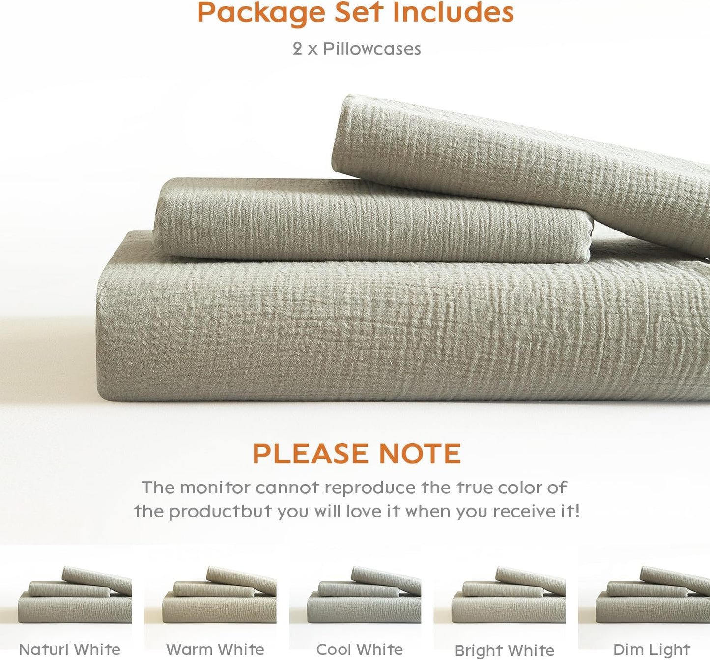 SE SOFTEXLY Muslin Pillowcases Queen Size 100% Cotton, 2 Pack Linen Like Pillow Shams with Envelope Closure, Ultral Soft and Breathable Pillow Case Covers, Smoky-Green, 20" X 30", No Filling