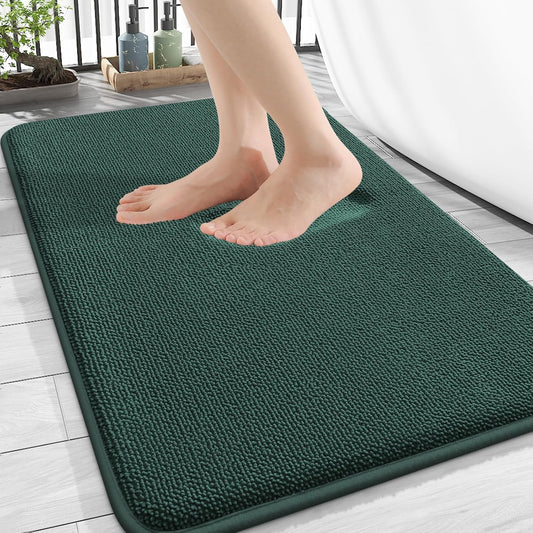 OLANLY Thick Memory Foam Bath Mat Rug 30x20, Extra Soft Absorbent Bathroom Rug, Quick Dry Bath Mats, Non-Slip, Washable Carpet for Bathroom, Tub and Shower, Home Decor Accessories, Blackish Green