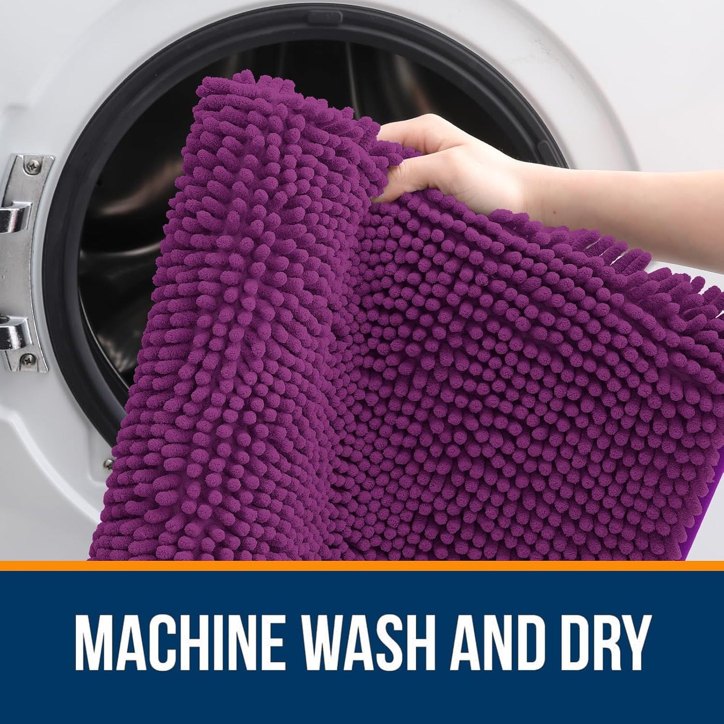 OLANLY Toilet Rugs U-Shaped 24x20, Extra Soft Absorbent Chenille Contour Bathroom Rugs for Toilet, Dry Quickly, Machine Washable, Non-Slip Bath Mat, Purple