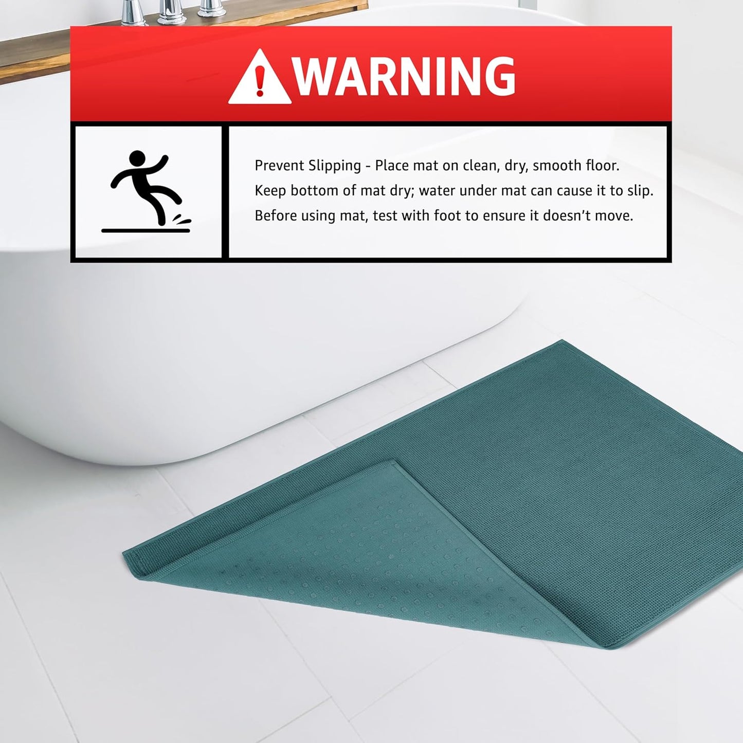 American Soft Linen Bath Rug, 20 in 34 in 100% Cotton Bath Mats Rugs for Bathroom, Slip Reducer Washable Shaggy Form Area Rugs, Colonial Blue Bath Rug