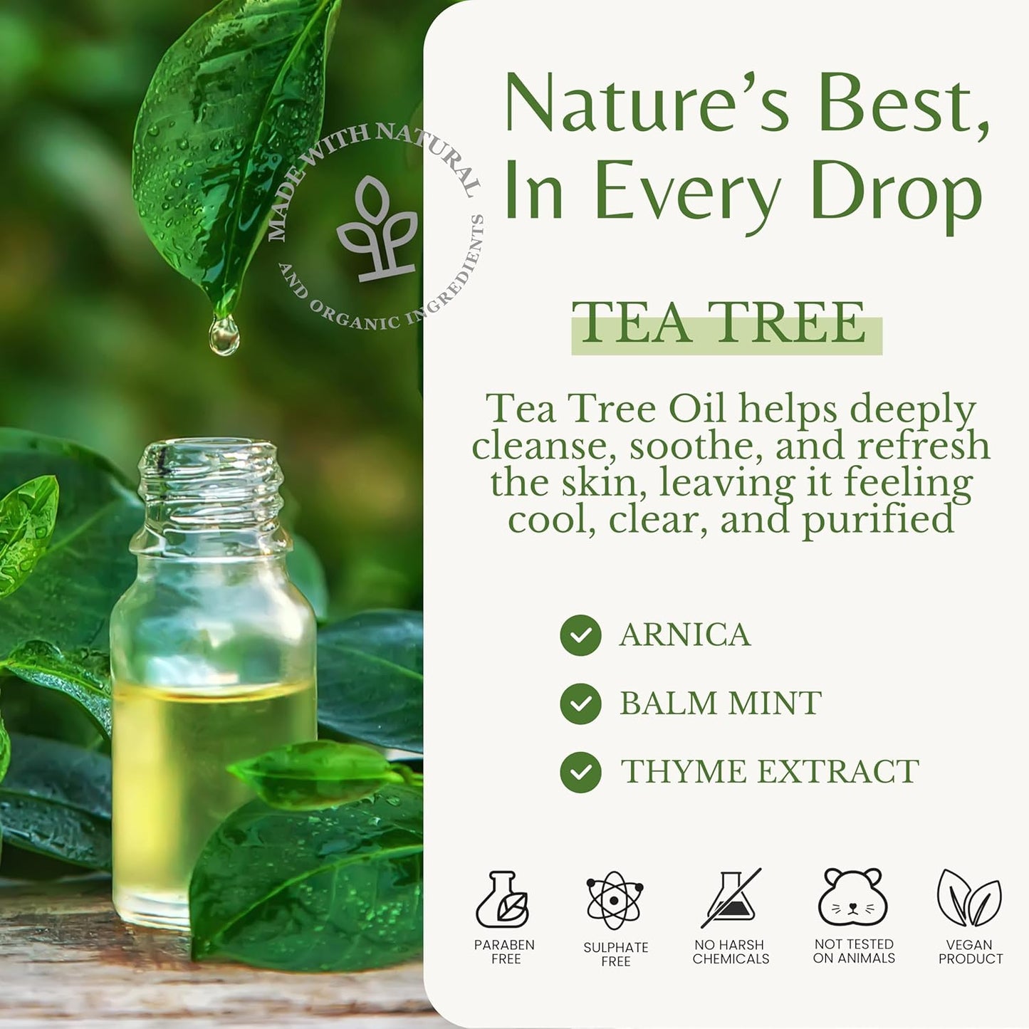 Tea Tree Oil Body Wash, Cleanses & Relieves Itchy Skin, Soothes Jock Itch, Acne & Ringworm, Shower Gel for Dry and Sensitive Skin, Women & Men, Organic & Natural, 16 fl oz